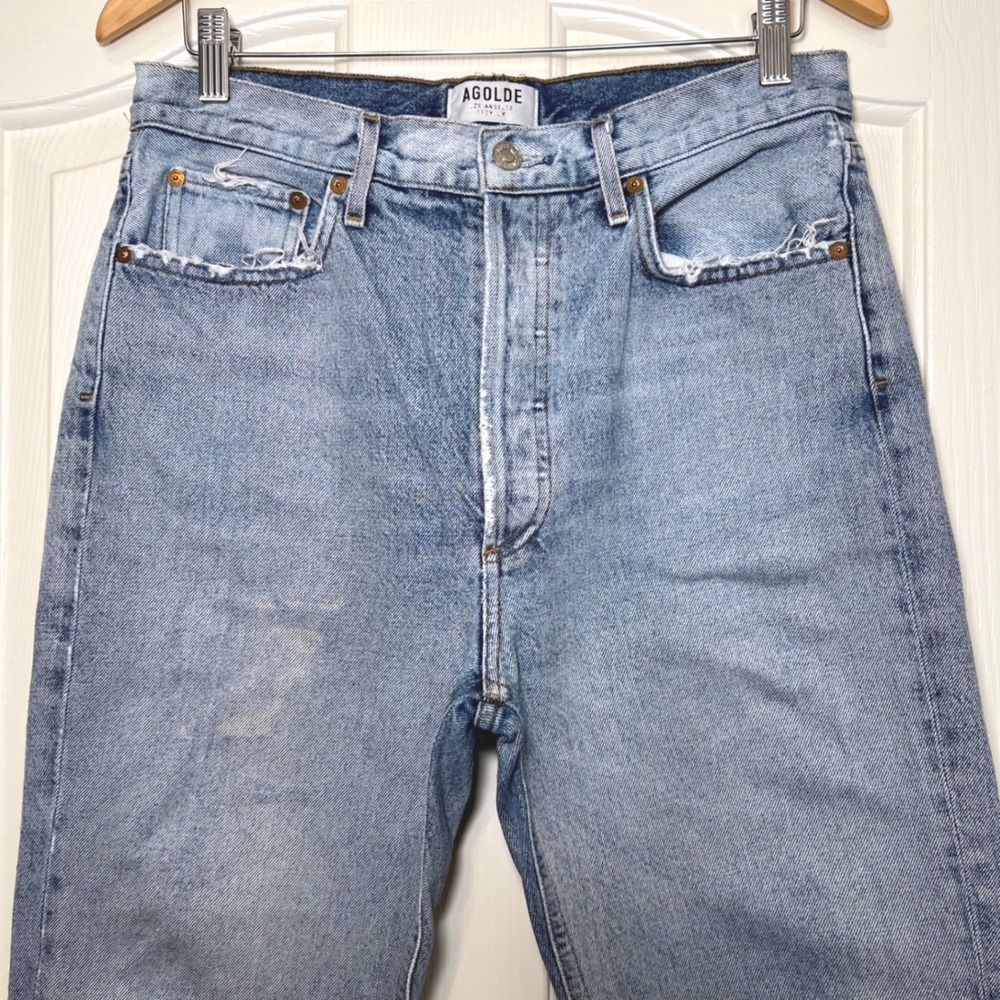 AGOLDE Riley High Rise Straight Crop Jeans Light Wash Button Fly 30 - Picture 4 of 13